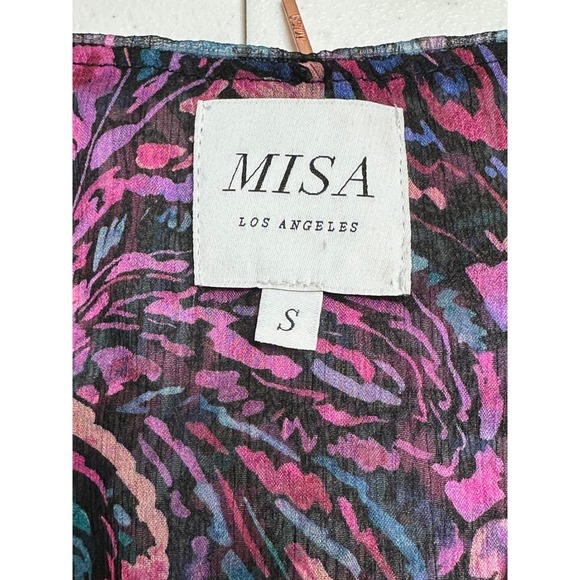 MISA Los Angeles Dress Womens Small Purple Colette Midi Floral Electric Party - Picture 6 of 13